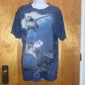 Unisex Tie-Dye Blue Sea Turtles The Mountain T-Shirt Size Medium